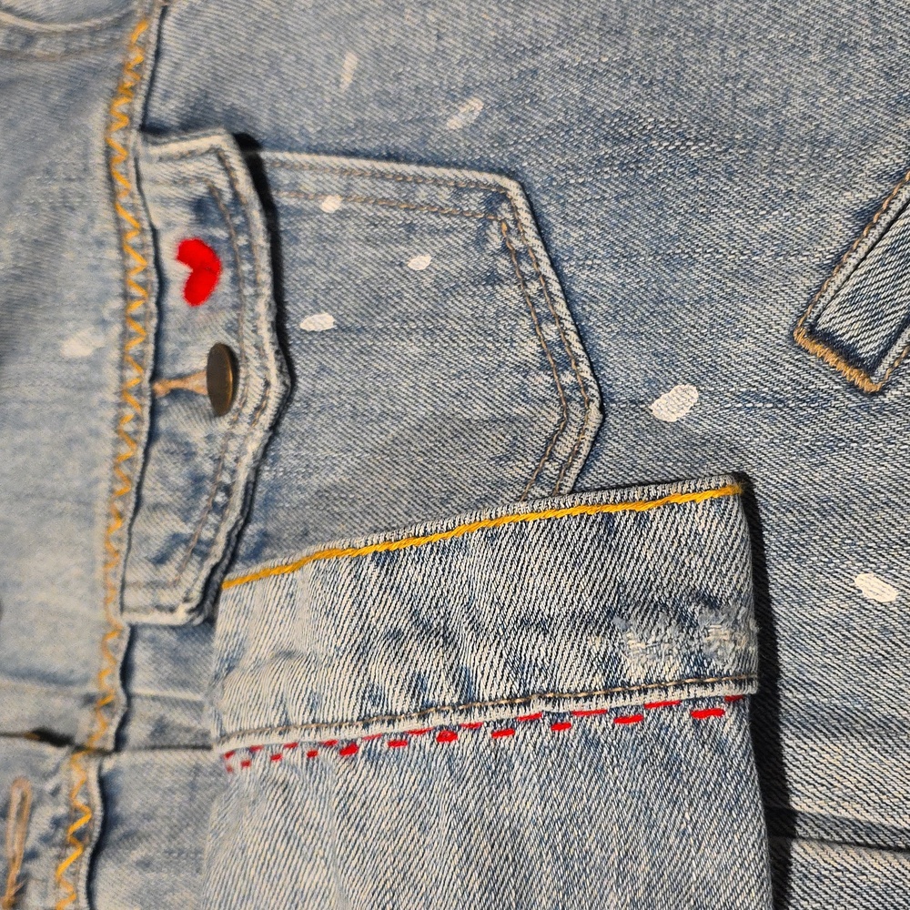 HAND CRAFTED Jacket UPCYCLED Blue Denim Embroidered Taylor Swift Tee Size M - Picture 17 of 17